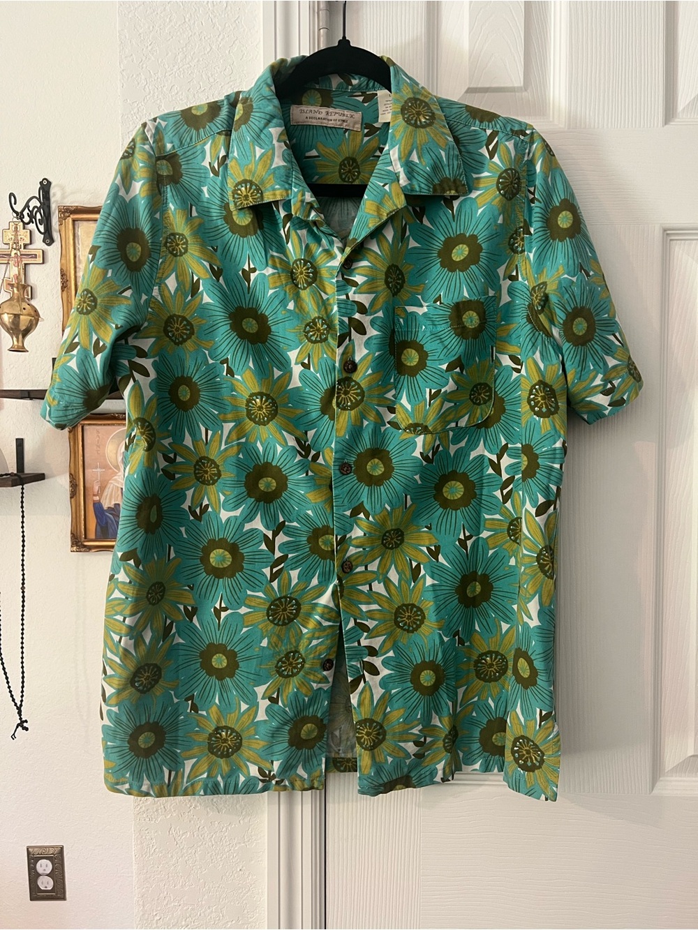 Island Republic Teal & Olive Green Floral Button-Down Shirt